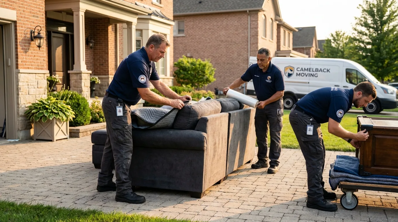 Large estate moving crew wrapping furniture in Pottsboro, TX